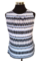 Calvin Klein Blouse Women&#39;s Size Large Blue White Geometric Sleeveless Pullover - £15.33 GBP
