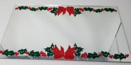 Mirrored Christmas Display Tray Decoration Holly Red Bow Rectangle Table... - £14.55 GBP