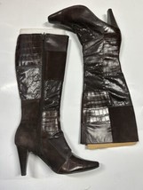 Bandolino Tall Brown Faux Leather Patchwork Snakeskin Boots Sz. 7 M - £24.36 GBP