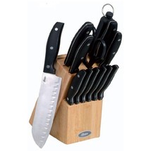 Oster Granger 14 Piece Stainless Steel Cutlery Set with Black Handles and Woode - £71.86 GBP