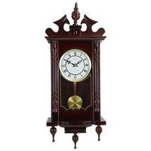 Bedford Clock Collection Classic 31 Inch Chiming Pendulum Wall Clock in Cherry - £114.34 GBP