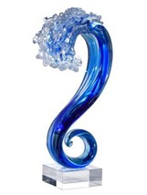 Sculpture Figurine DALE TIFFANY Pacific Wave Square Pedestal Blue Clear - £173.11 GBP