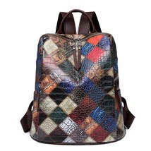 New Fashion Retro Color Stitching Women Backpa  Designer High Quality Travel Bag - £83.70 GBP