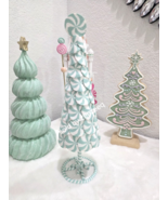 CHRISTMAS Cupcakes &amp; Cashmere Style Pastel Mint Green Ribbon Tree Figuri... - $38.60