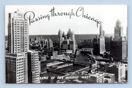 RPPC Passing Through Chicago IL Illinois Heart of the Middle West Postcard L13 - £7.09 GBP