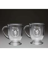 Miley Irish Coat of Arms Glass Coffee Mugs - Set of 2 - £26.41 GBP