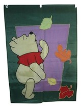 Disney Vintage 1990s Winnie the Pooh garden flag 40x29 Fall Leaves 2-sid... - $22.76