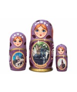 New St Petersburg Art Nesting Doll 3pc Tallest 4"  100% Natural Linden Wood - $23.64