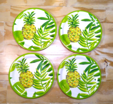 Outdoor Collection Melamine Dinner Plates Pineapple  Design Set Of 4 Tropical - £25.21 GBP