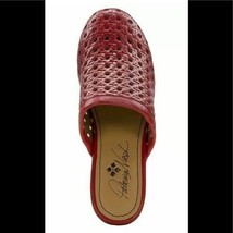 Women Patricia Nash Lorena Slip-on Mules Perforated Wooden Heels Red B4HP Sz 6 - £47.96 GBP