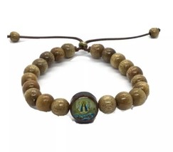 Virgen de la Caridad del Cobre Pulsera Bracelet Brown Wooden Beads Mens ... - $13.86