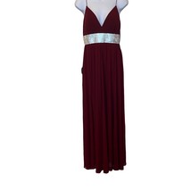 Papaya Womens Large Maroon Rhinestone Detail Empire Waist Sheer Gown - $16.82