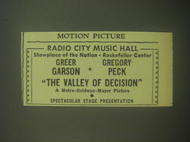 1945 MGM Movie Advertisemnet - The Valley of Decision - Radio City Music Hall - £14.44 GBP