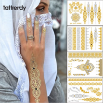 Arab / Indian Gold and Silver Henna Pattern Temporary Tattoo - $12.55