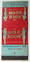 The Gold Room - Reno, Nevada Restaurant Golden Bank Casino 30FS Matchbook Cover - £1.57 GBP