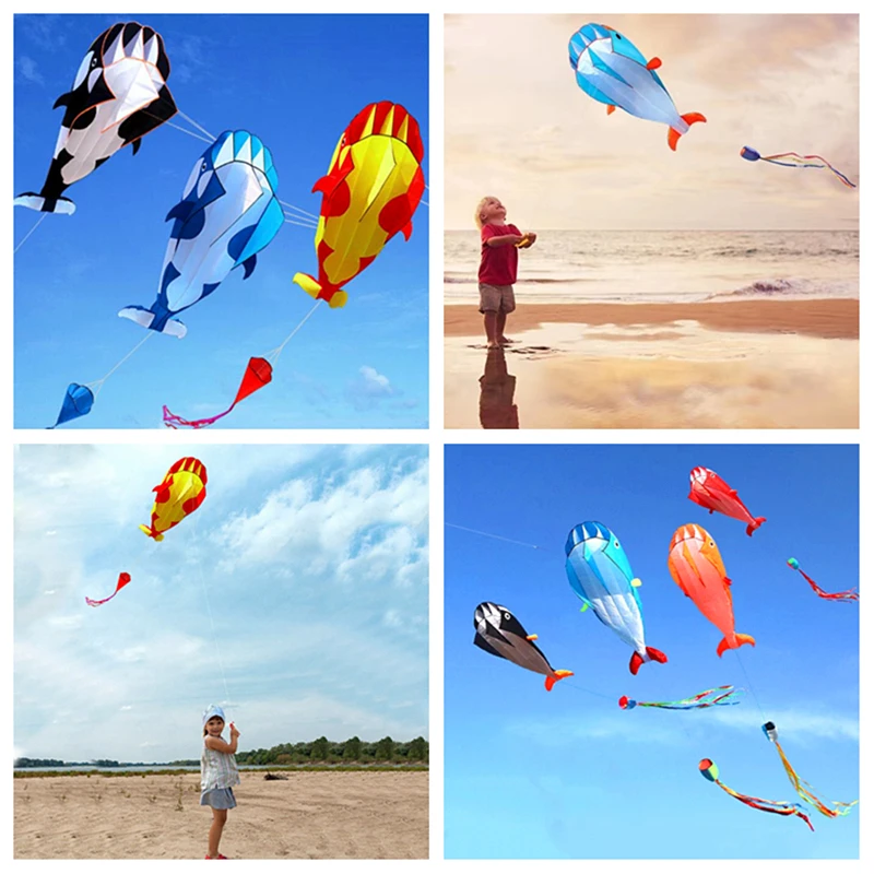 free shipping large soft kite dolphin kite nylon kite line animated kites - £16.58 GBP+