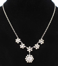 Pretty Vintage Rhinestone Floral Necklace - $14.84