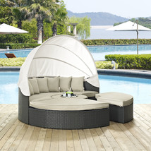 Sojourn Outdoor Patio Sunbrella Daybed Antique Canvas Beige EEI-1986-CHC-BEI-SET - £1,981.15 GBP