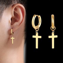 Vnox Simple Cross Dangle Earrings for Men Women Minimalist Stainless Steel Drop  - £7.71 GBP