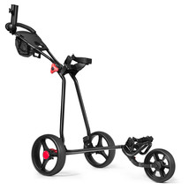 Foldable 3 Wheel Golf Pull Push Cart Trolley Scorecard Drink Holder Bag - £143.13 GBP
