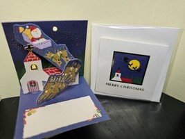 Vintage 1998 Sanrio Mini Christmas Pop Up Mini Message Card Santa on Rooftop N17 - £23.67 GBP