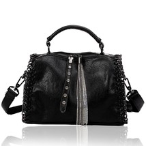 Fashion Tassel Shoulder Bags Girls Retro Leather Woman Crossbody Bags Solid Colo - £73.28 GBP