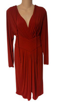 Giorgio Armani Le Collezioni Red Dress V Neck Long Sleeve Padded Waist Size 12 - £118.72 GBP