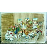 ROOSTER HEN House Farm Folk Art Abstract Original Watercolor Signed Pain... - €59,07 EUR