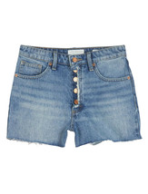 Lucky Brand Women&#39;s Blue Lucky Pins Jean Short W/ Exposed Fly,S 6 / 28 (6327-9) - £32.37 GBP