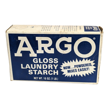 Vintage Argo New Old Stock Powdered Gloss Laundry Starch 16 oz Blue Box  - £15.49 GBP