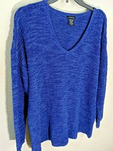Calvin Klein Jeans Drop Shoulder Sweater V Neck Long Sleeves Blue Sz XXL - £11.70 GBP