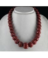 Red Jasper Carved Melon Beads 22mm Big 882 Cts Gemstone Silver Fashion N... - £143.48 GBP