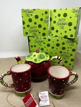 Carla Grogan Burton + Burton Merry Christmas Ya’ll Tea Pot &amp; Coffee Cups - £58.01 GBP