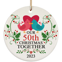 Funny Couple Bird Ornament Gift Decor 50th Wedding Anniversary 50 Year Christmas - £11.57 GBP