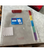 5 Tab Index Dividers Clear Plastic w/ Pockets &amp; Top tab paper holder for... - $6.99