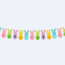 NIB 6&#39; EASTER BUNNY HONEYCOMB GARLAND 5&quot; MULTI-COLOR - $6.88