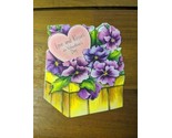 Vintage Purple And Pink Pansies Valentines Day Card - £24.76 GBP