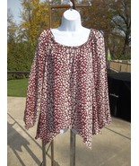 NWT MICHAEL KORS BURGENDY&amp;WHITE ANIMAL PRINT BLOUSE M - $37.99