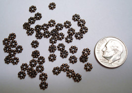 Copper plated daisy rondell spacer beads 5mm dia bali style beads fpb078 - £1.36 GBP