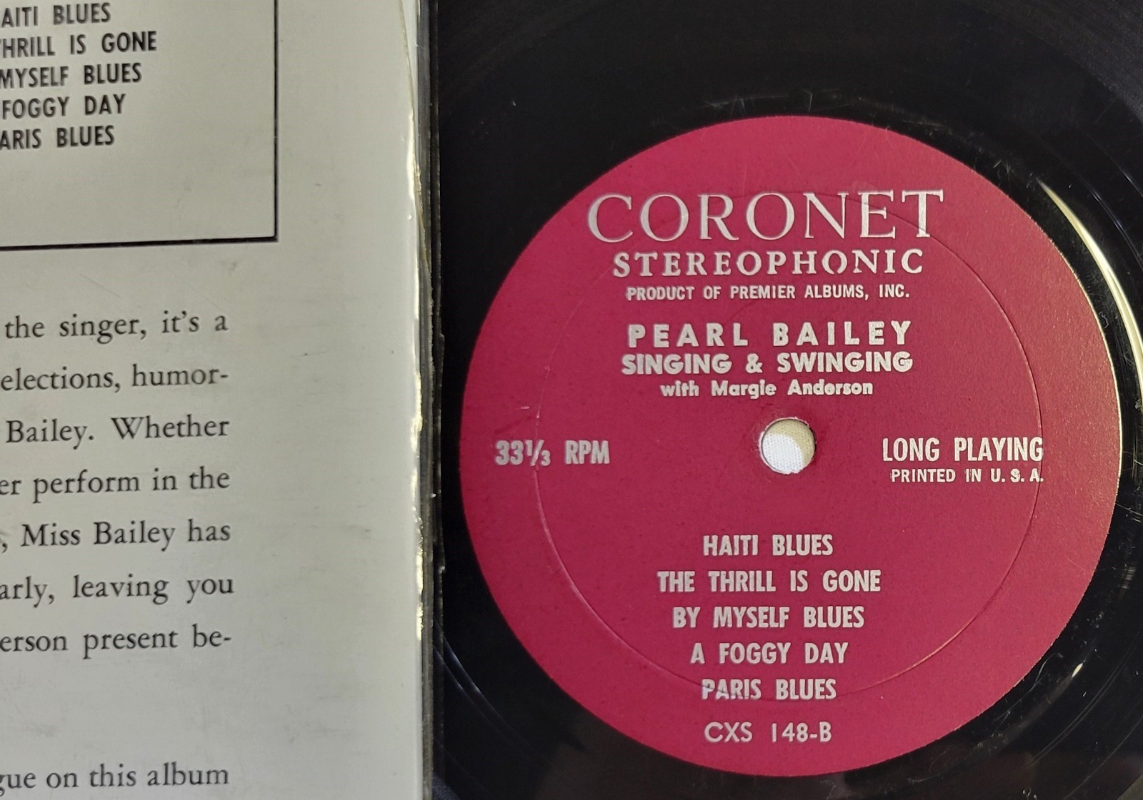 Pearl Bailey - Singing and Swinging with Margie Anderson - 12" Vinyl Record Item image 7