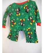 Disney Size 2T two piece fleece pajamas Mickey Mouse Green Snowflake - $11.99
