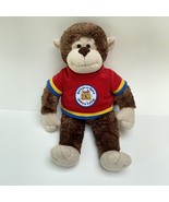 Build A Bear Brown Monkey Red Shirt Bearemy BAB Sounds Stuffed Animal 18&quot; - £13.59 GBP