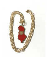 NEW ALBANIAN KOSOVA EAGLE MAP-GOLD+SILVER COLOR METAL NECKLACE PENDANT - $15.00