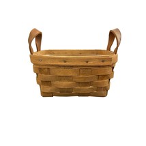 Longaberger 1985 Small basket With Leather Handles And 2 Compartment Liner - $14.84