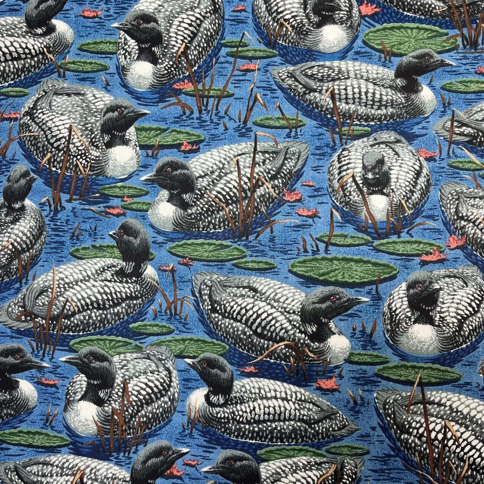 Primary image for Wood Ducks Fabric VIP Cranston Ducks on Lake Lily Pads 100% Cotton By the Yard