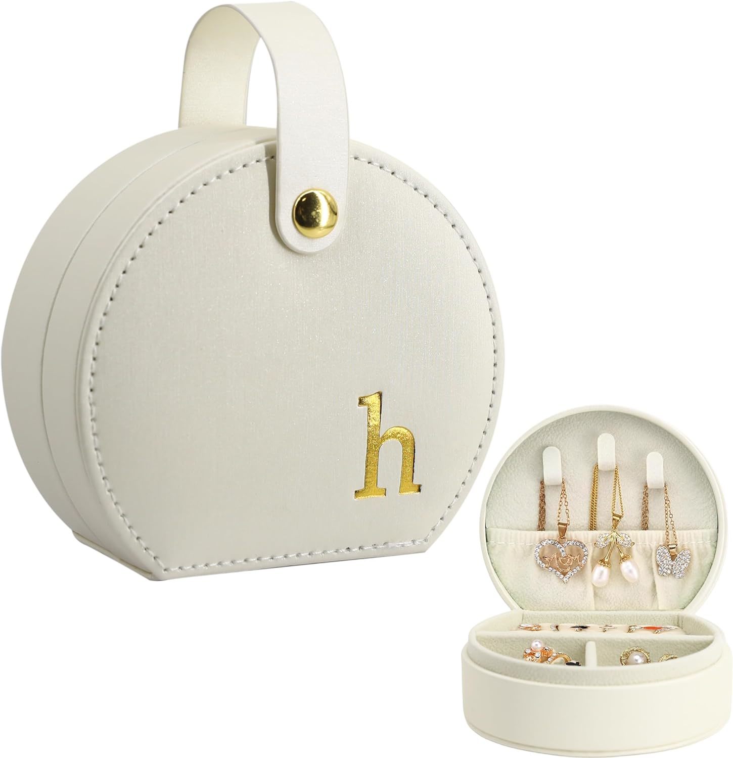 Collective Home - Travel Jewelry Case, Elegant Half-Moon Design With Gol... - $42.95