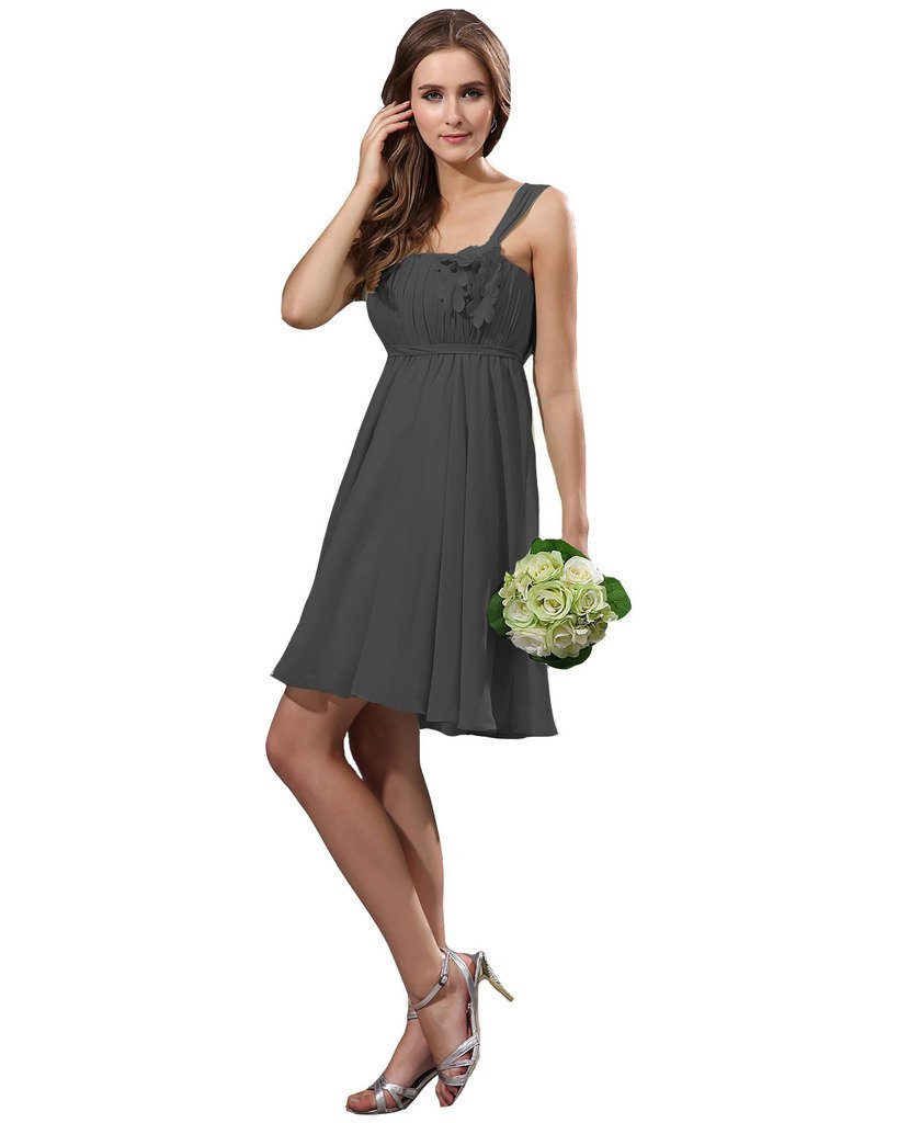 Kivary Women's One Shoulder Empire Simple Prom Bridesmaid Dresses Black US 6