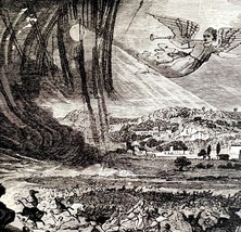 1880 Hail Fire Blood Fall From Sky Trumpet Apocalypse Victorian Engravin... - $79.99