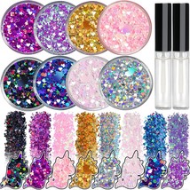 8 Jars of Cosmetic Chunky Glitter Shimmer Body Face Hair Eye Musical Festival Ca - £16.86 GBP