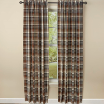 Primitive Country Rustic Brown Black Plaid Panel Lined Curtains 84&quot; Park Designs - £36.62 GBP